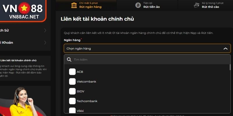 Nạp Rút Tiền vn88 3 Rút tiền về tài khoản